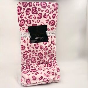 Baby Phat Pink Leopard Print Oversized Plush Throw Blanket 60x70 Y2K McBling NEW